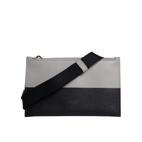 Dolce & Gabbana Black White Leather Logo Embossed Crossbody Bag