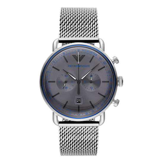 Sophisticated Silver Steel Chronograph Watch
