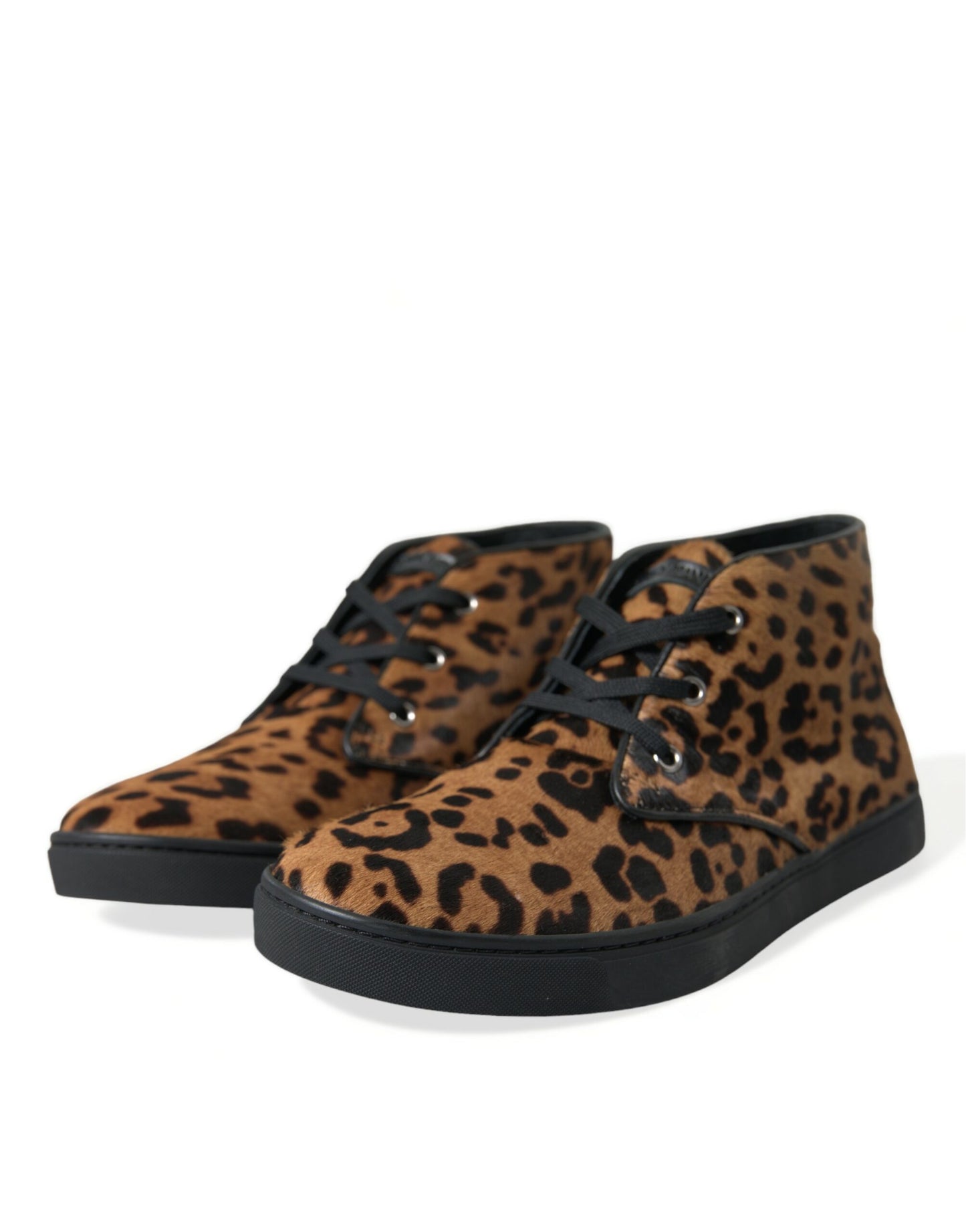 Dolce &amp; Gabbana Brown Leopard Pony Hair Leather Sneakers