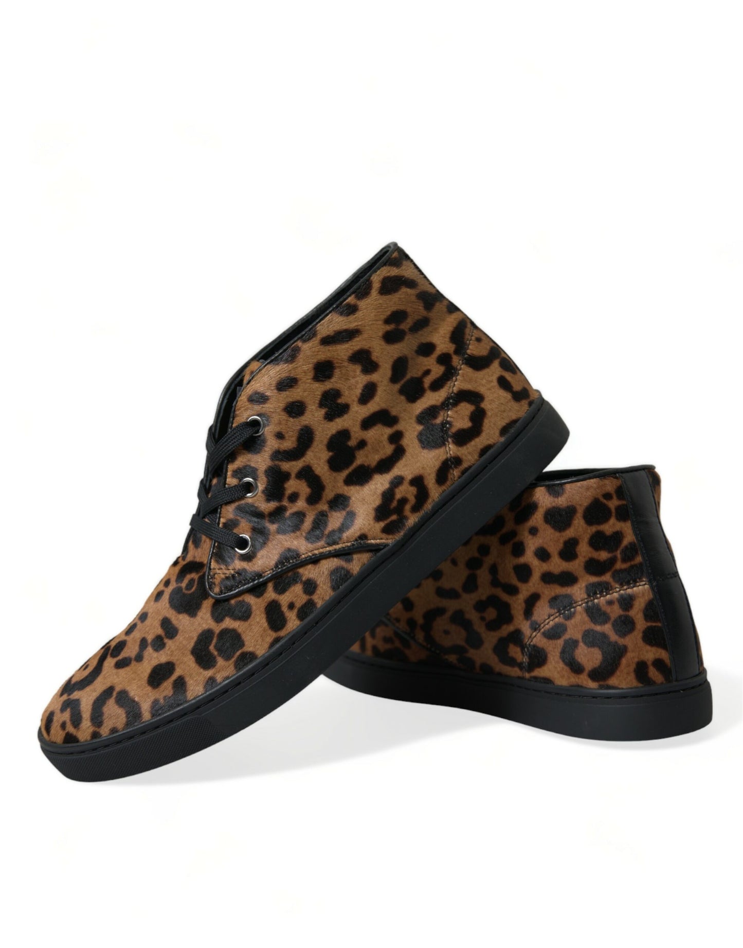 Dolce &amp; Gabbana Brown Leopard Pony Hair Leather Sneakers