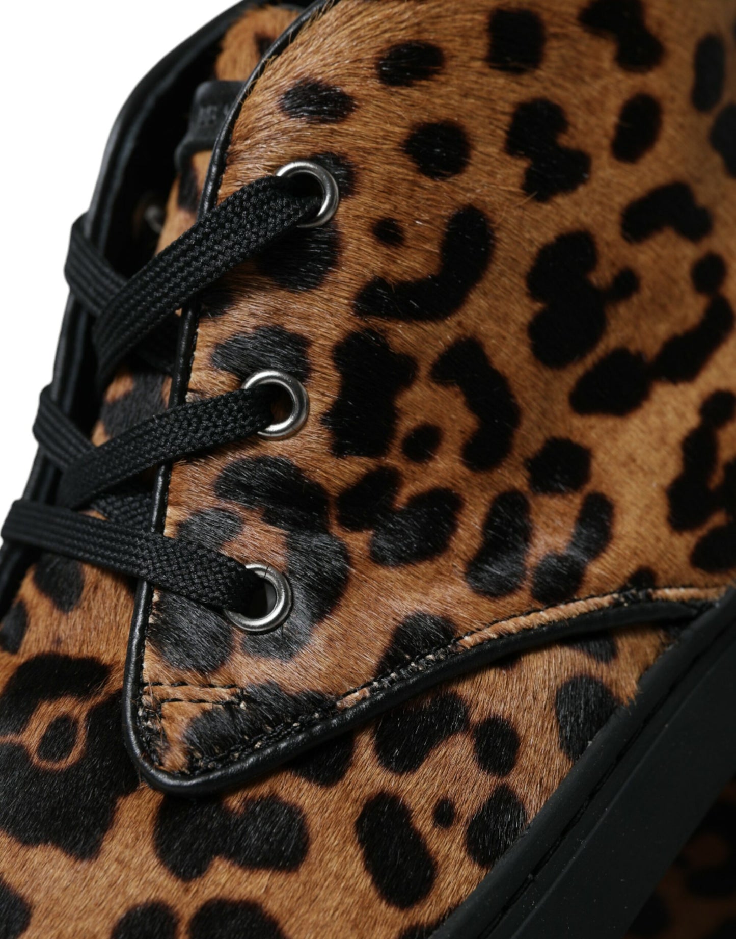 Dolce &amp; Gabbana Brown Leopard Pony Hair Leather Sneakers