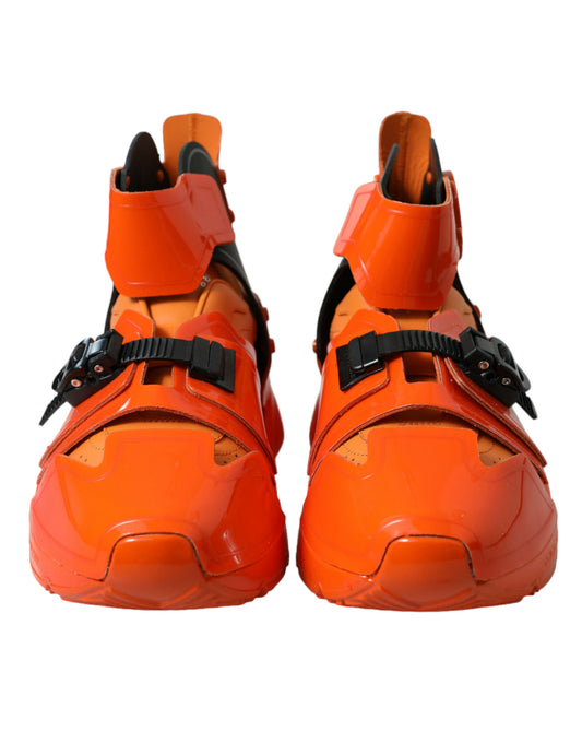Dolce &amp; Gabbana Orange Multi-Panel Chunky High-Top Sneakers