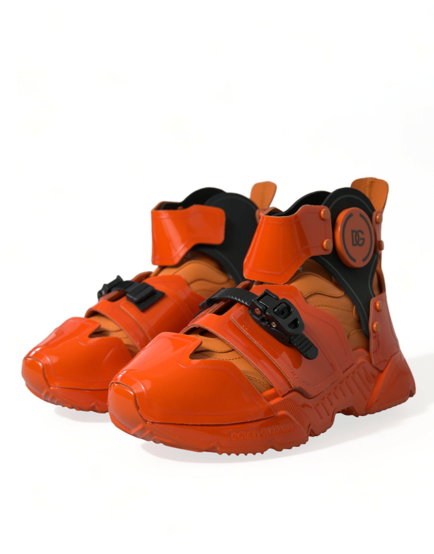 Dolce &amp; Gabbana Orange Multi-Panel Chunky High-Top Sneakers
