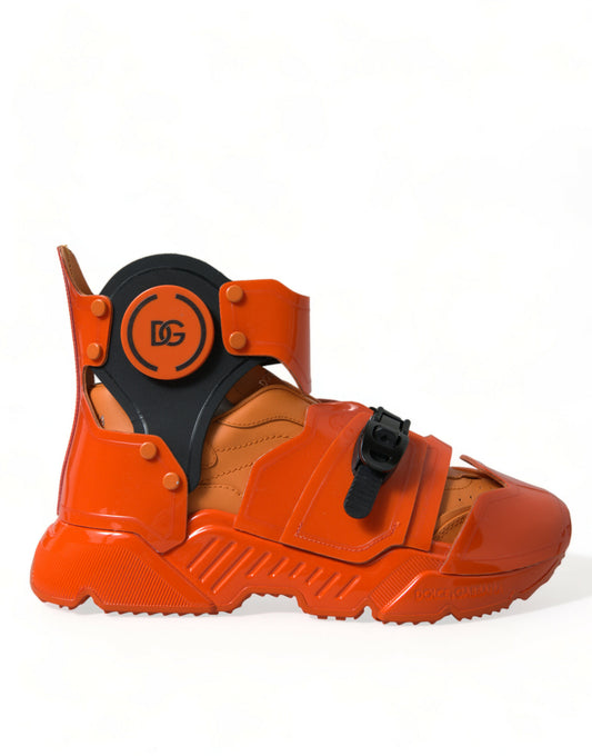 Dolce &amp; Gabbana Orange Multi-Panel Chunky High-Top Sneakers