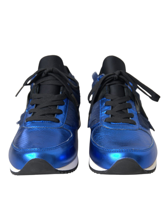Dolce &amp; Gabbana Blue and Black Calf Hair Leather Sneakers