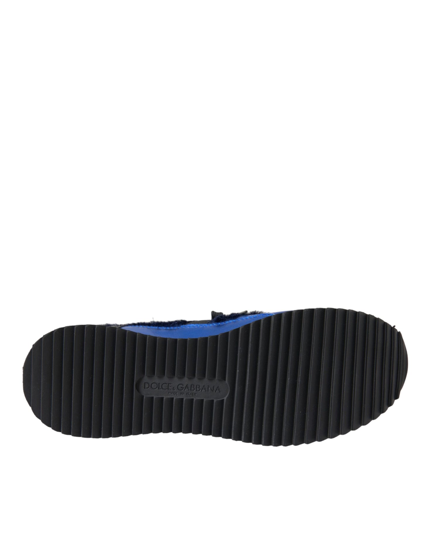 Dolce &amp; Gabbana Blue and Black Calf Hair Leather Sneakers