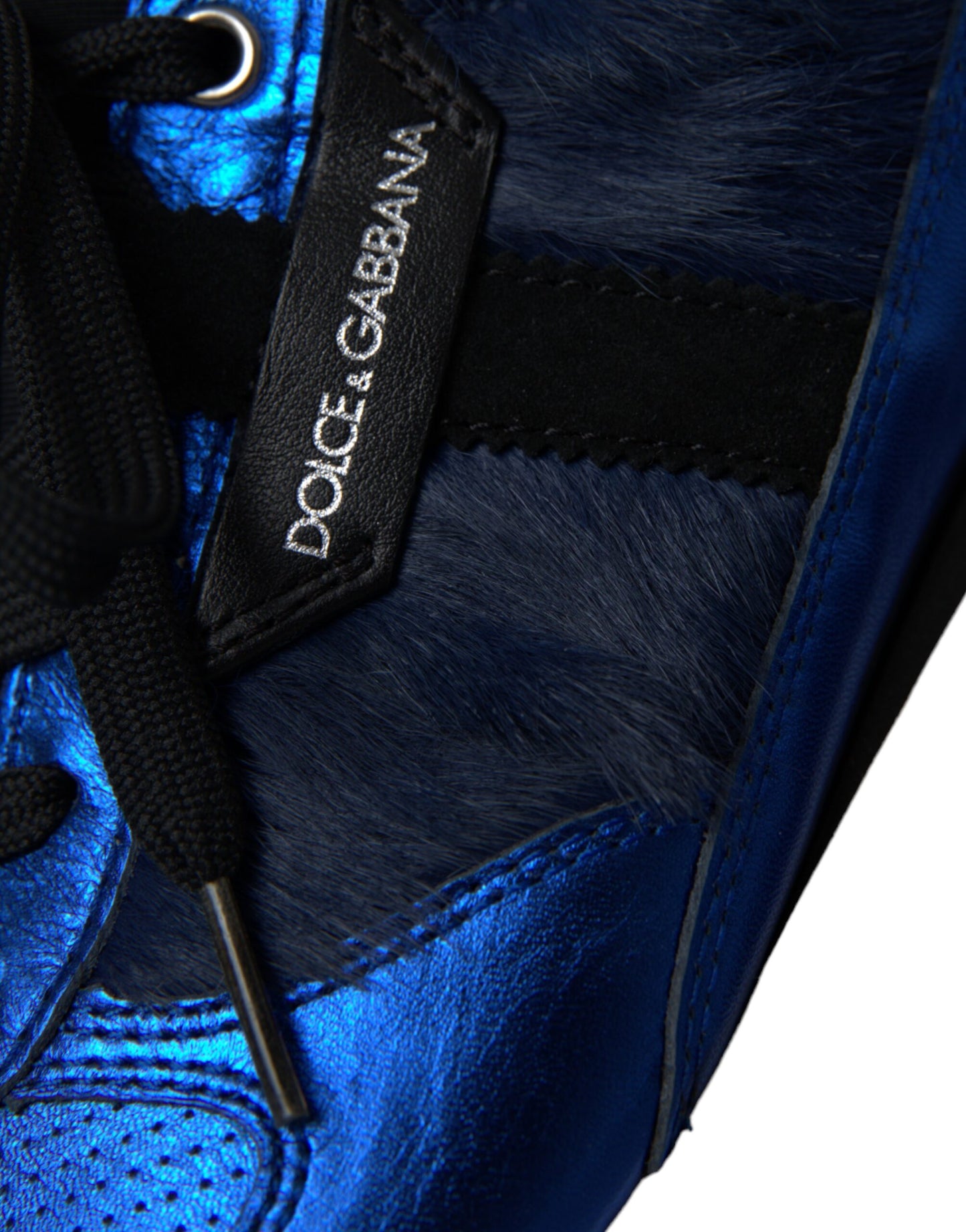 Dolce &amp; Gabbana Blue and Black Calf Hair Leather Sneakers
