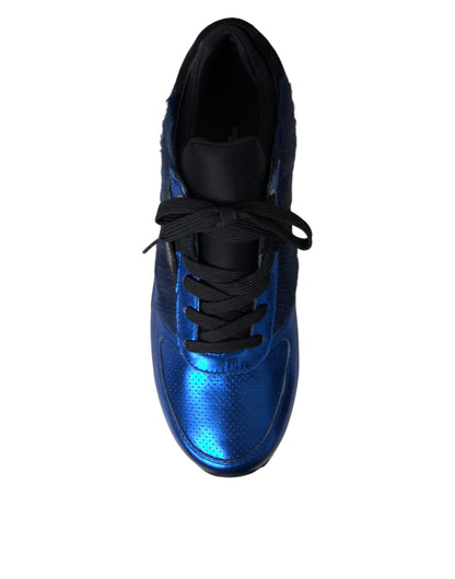 Dolce &amp; Gabbana Blue and Black Calf Hair Leather Sneakers