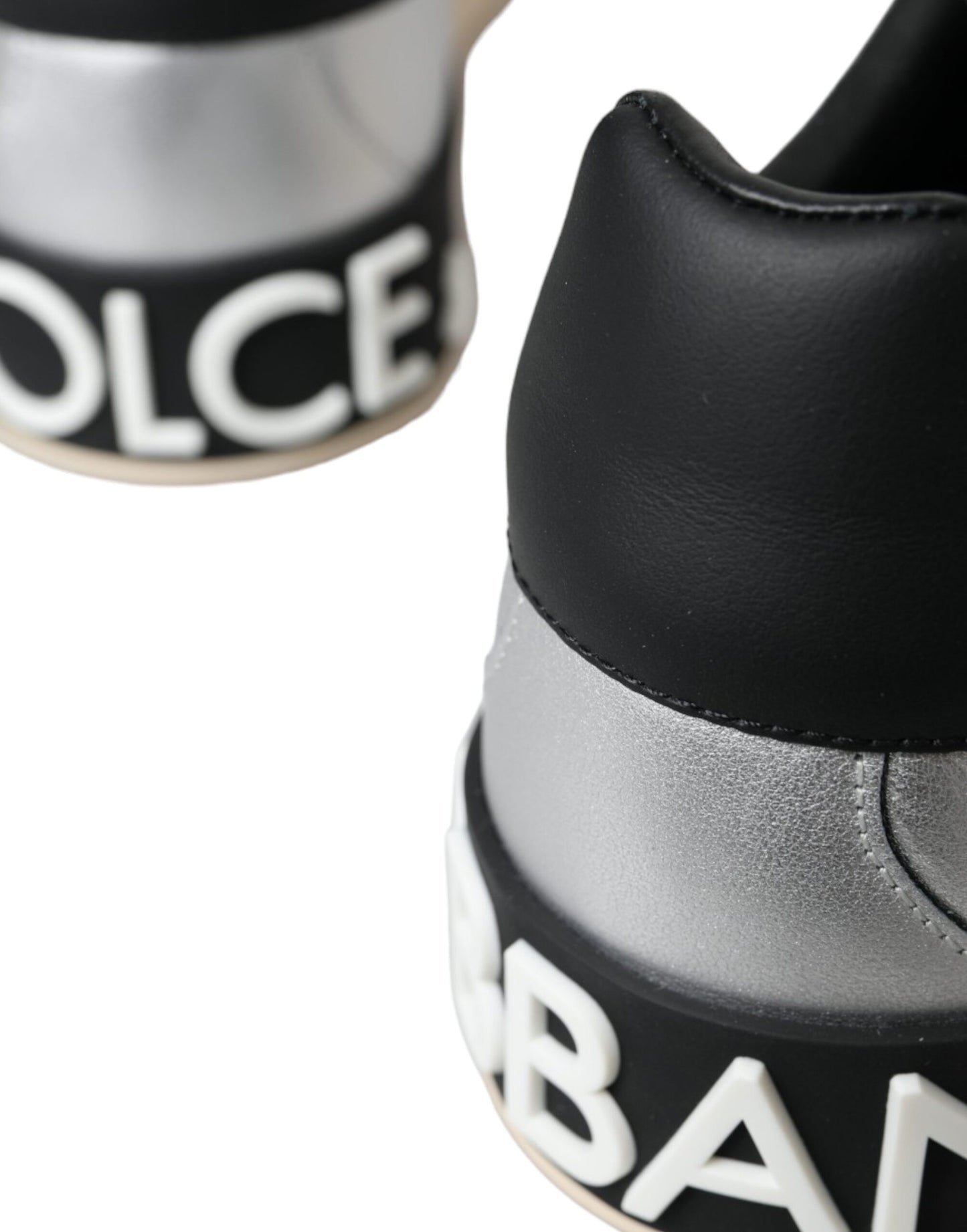 Dolce &amp; Gabbana Silver Portofino Calf Leather Sneakers Men's Shoes