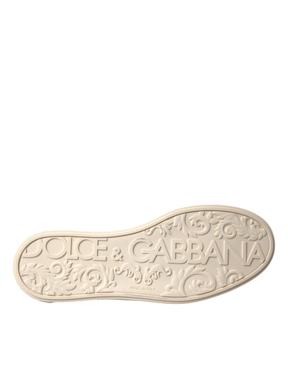 Dolce &amp; Gabbana Silver Portofino Calf Leather Sneakers Men's Shoes