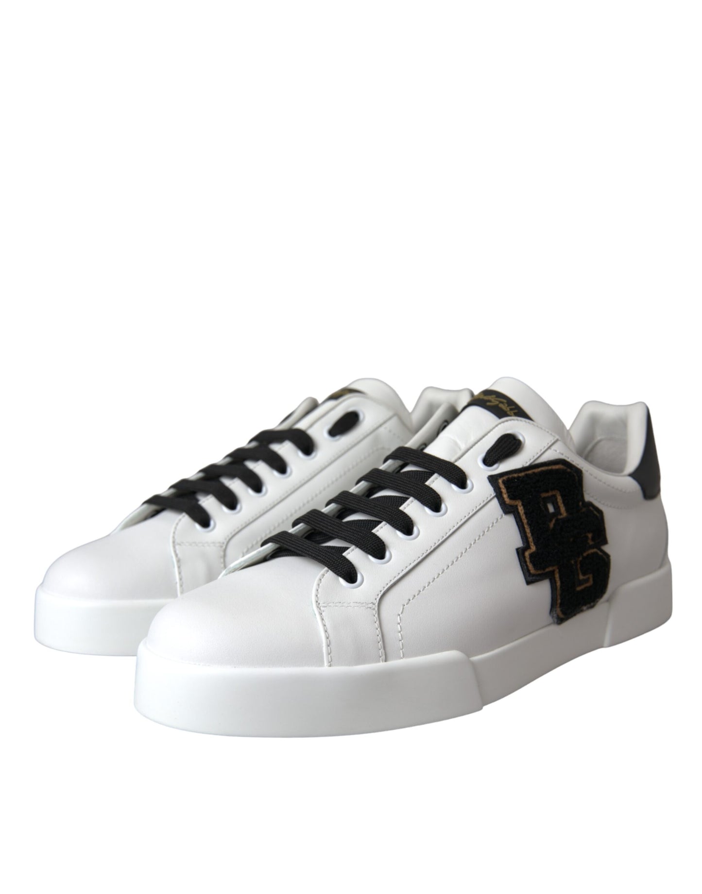 Dolce &amp; Gabbana White Leather DG Logo Casual Low-Top Sneakers