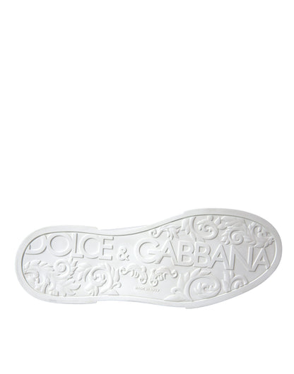 Dolce &amp; Gabbana White Leather DG Logo Casual Low-Top Sneakers