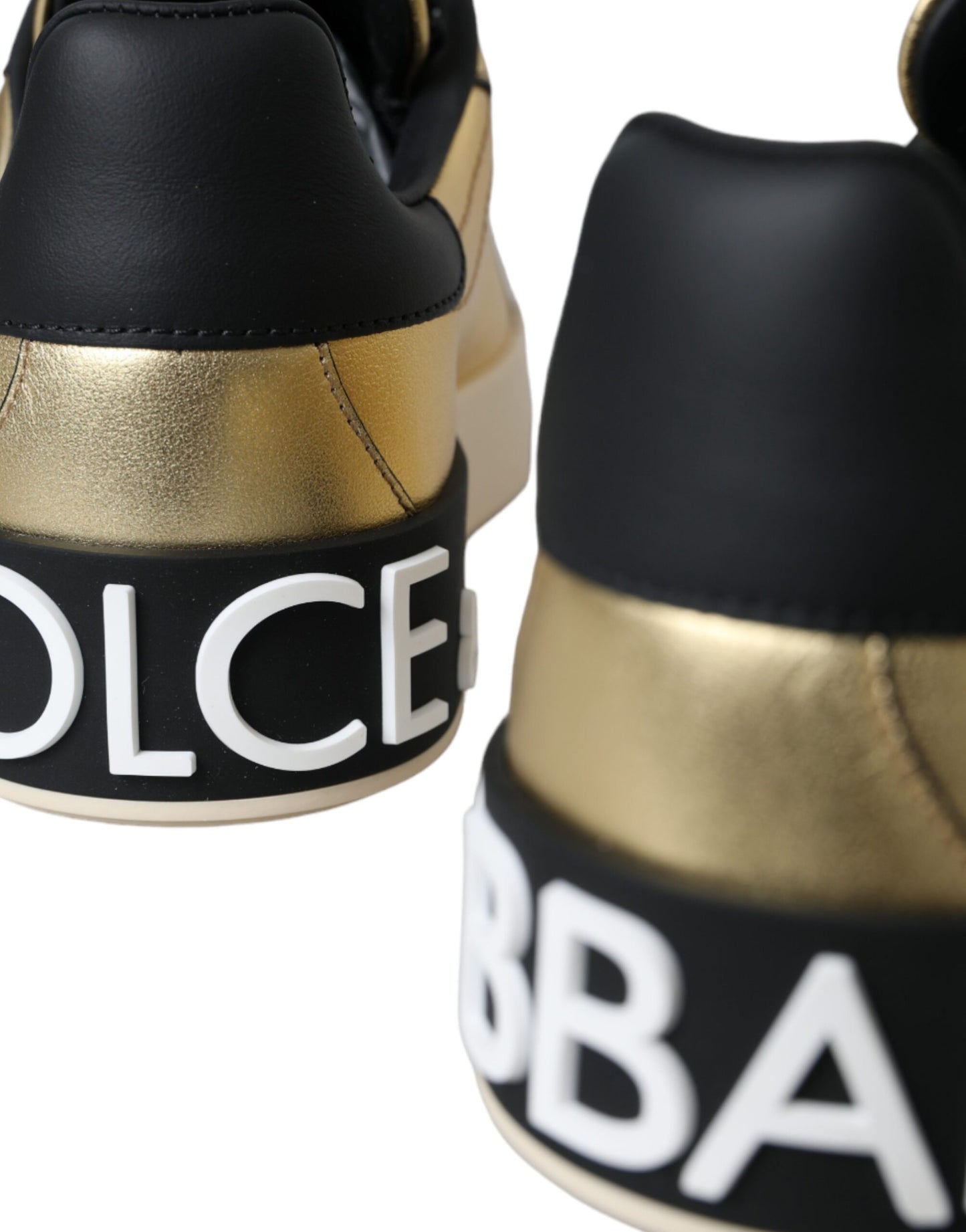 Gold Portofino Low-Top Leather Sneakers - Women's Designer Footwear
