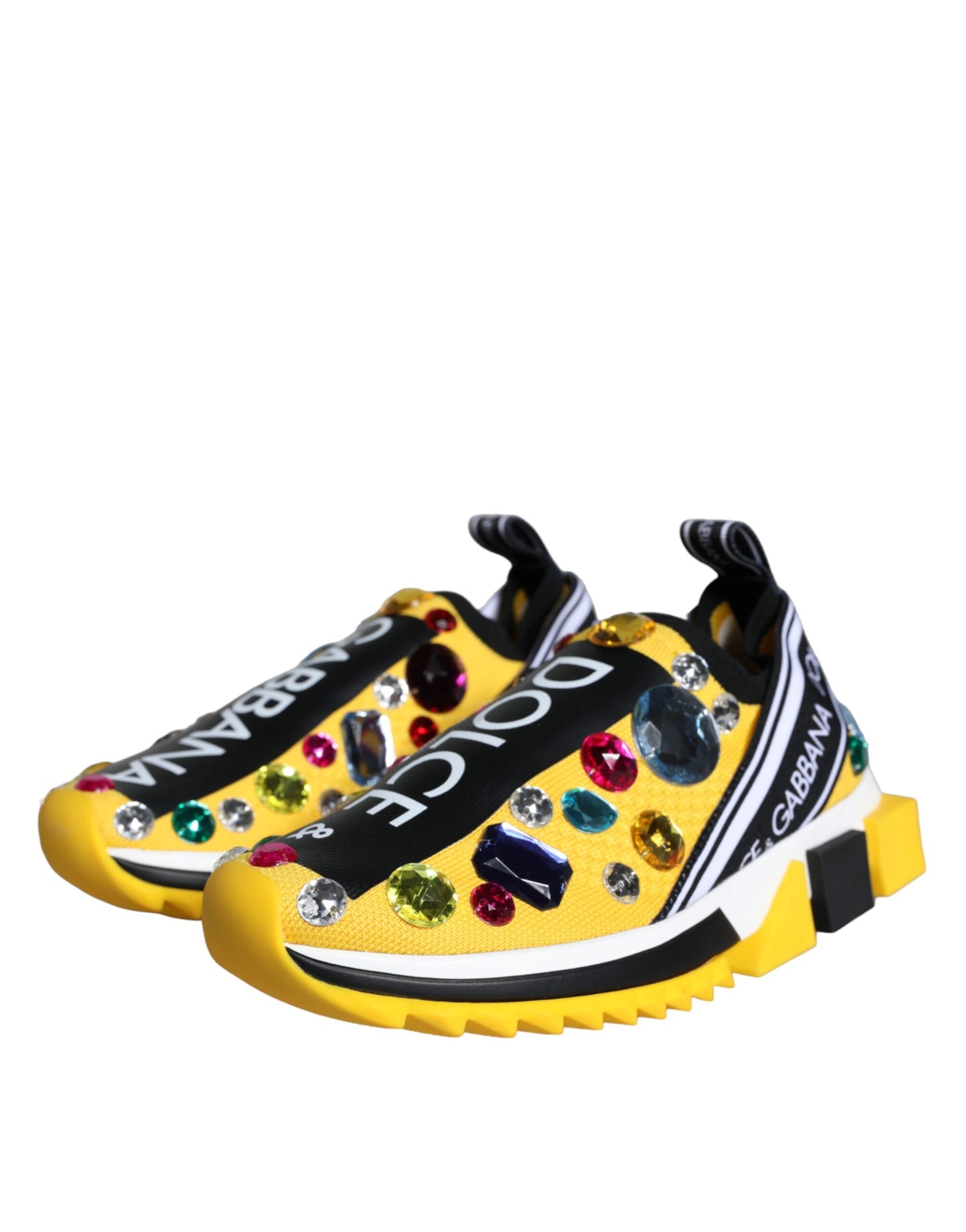 Yellow Sorrento Crystal-Embellished Slip-On Sneakers