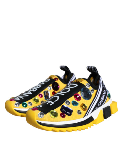 Yellow Sorrento Crystal-Embellished Slip-On Sneakers