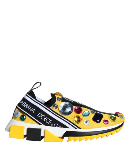 Yellow Sorrento Crystal-Embellished Slip-On Sneakers