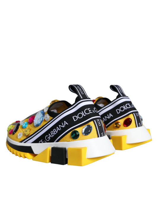 Yellow Sorrento Crystal-Embellished Slip-On Sneakers