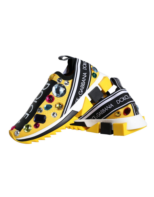 Yellow Sorrento Crystal-Embellished Slip-On Sneakers