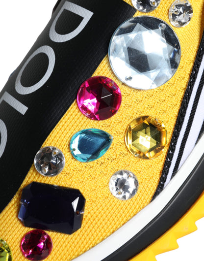 Yellow Sorrento Crystal-Embellished Slip-On Sneakers