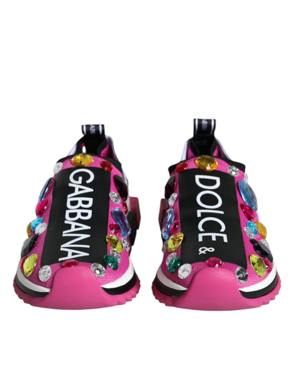 Pink Sorrento Crystal-Embellished Low Top Sneakers