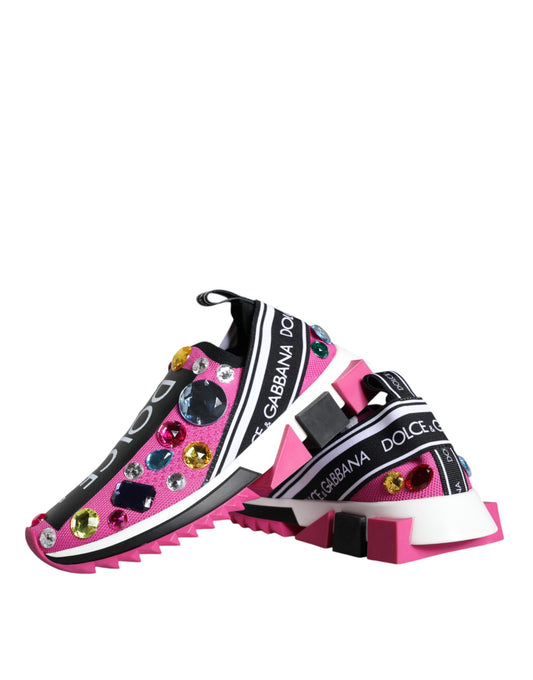 Pink Sorrento Crystal-Embellished Low Top Sneakers