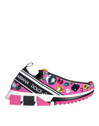 Pink Sorrento Crystal-Embellished Low Top Sneakers
