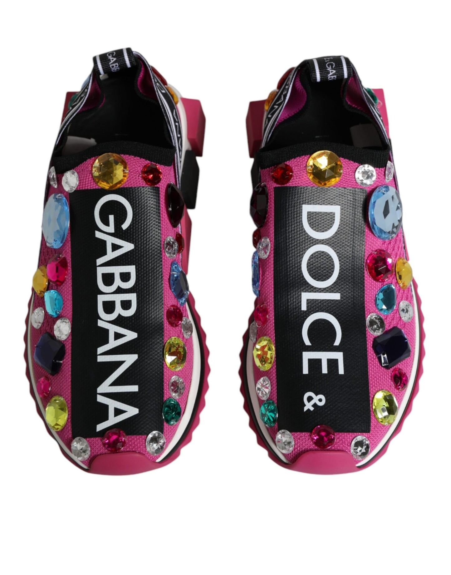 Crystal-Embellished Low Top Sneakers - Pink Techno Fabric