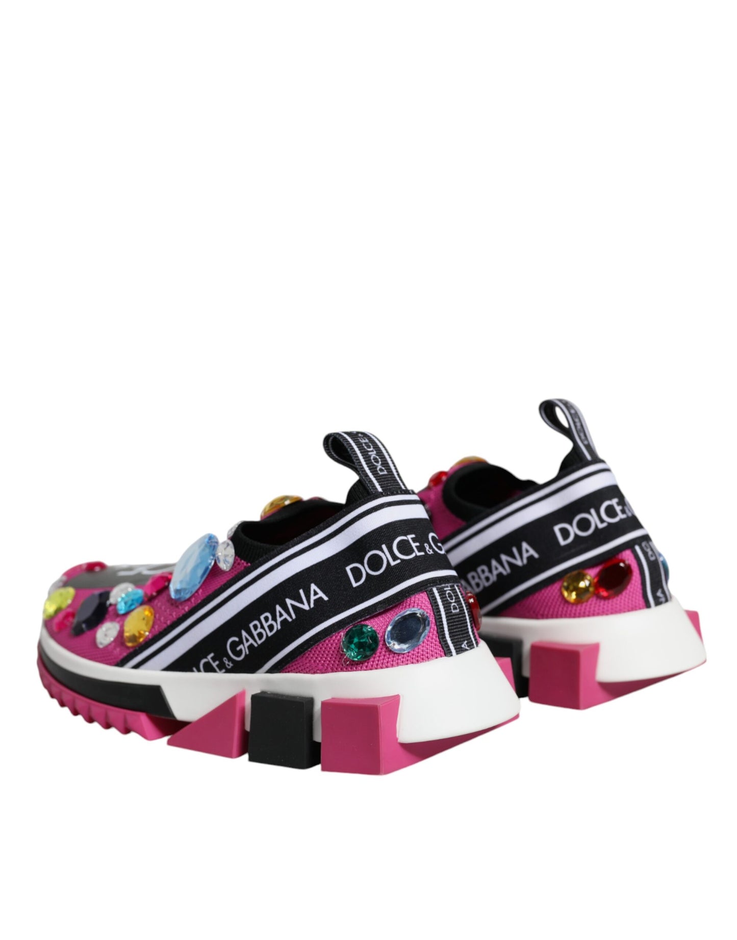 Crystal-Embellished Low Top Sneakers - Pink Techno Fabric