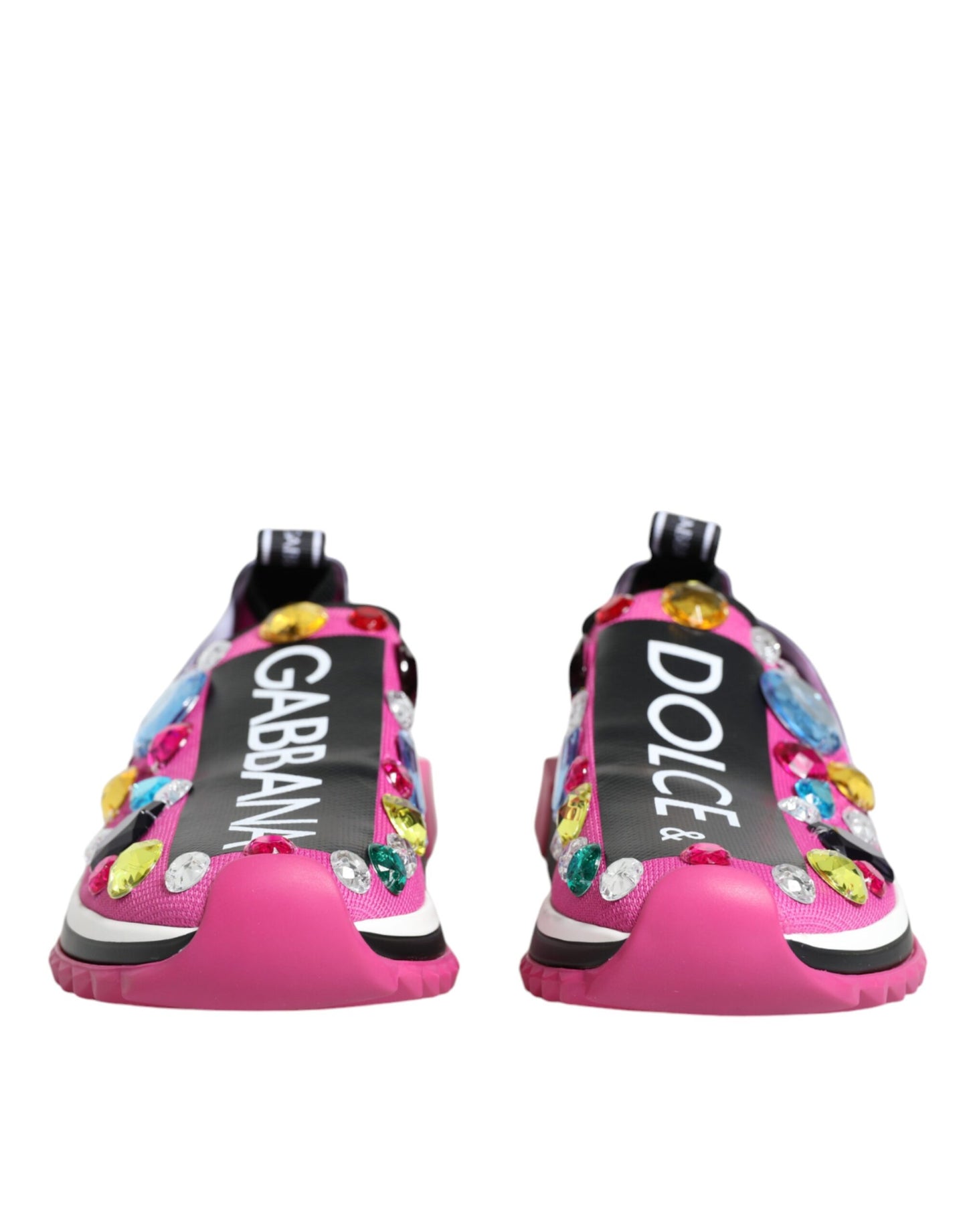 Crystal-Embellished Low Top Sneakers - Pink Techno Fabric