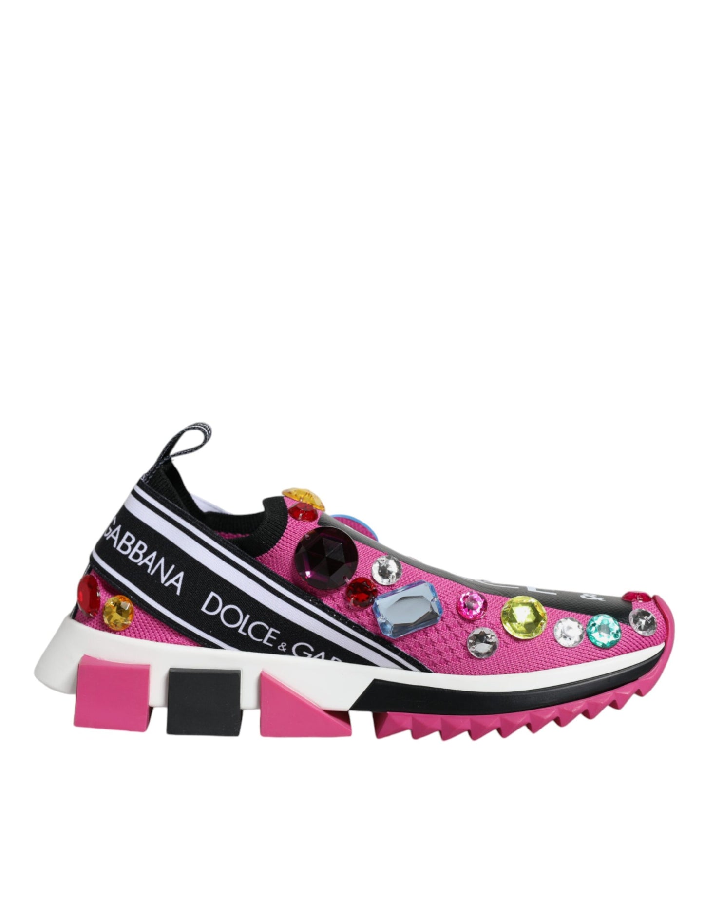 Crystal-Embellished Low Top Sneakers - Pink Techno Fabric