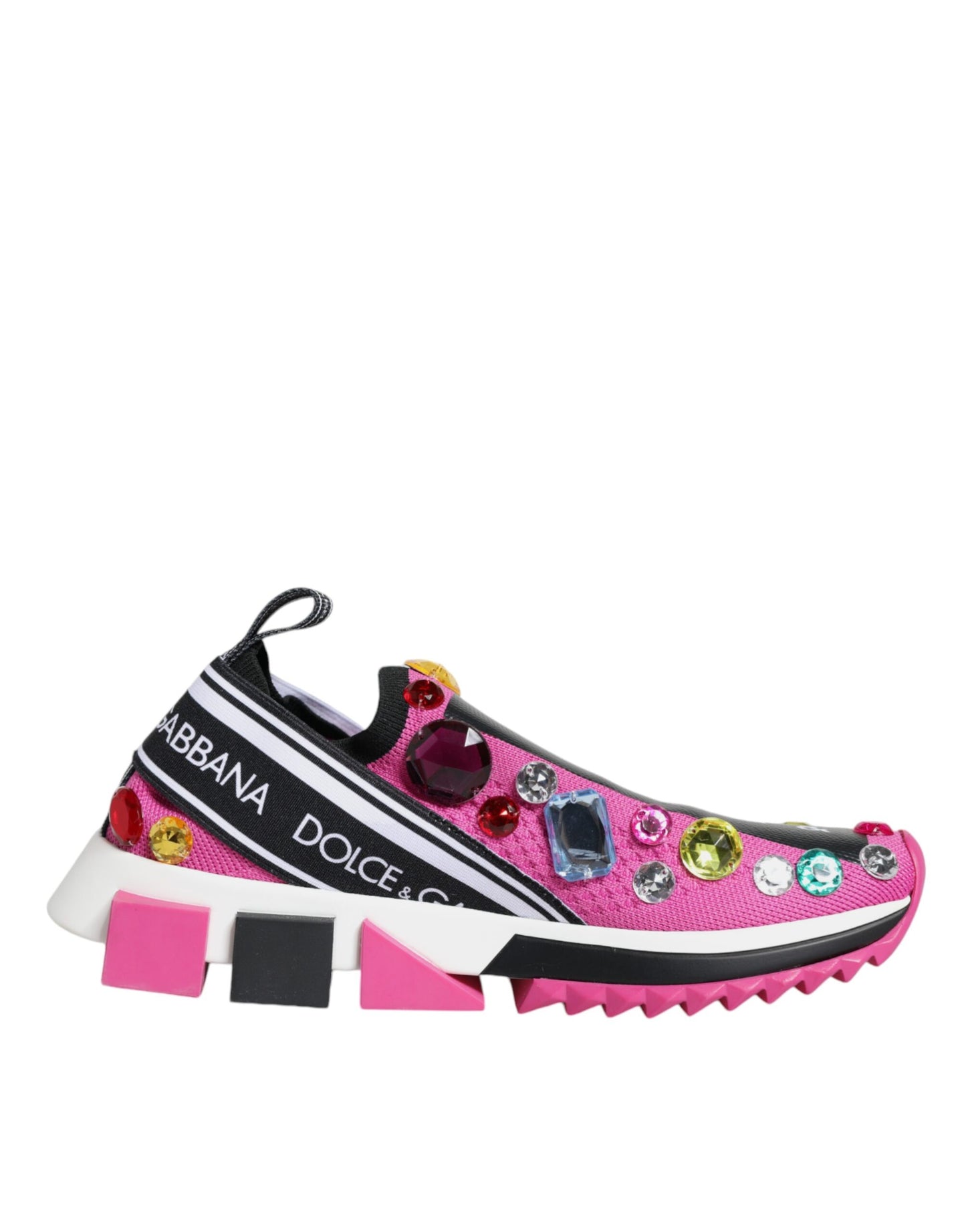 Crystal-Embellished Low Top Sneakers - Pink Techno Fabric