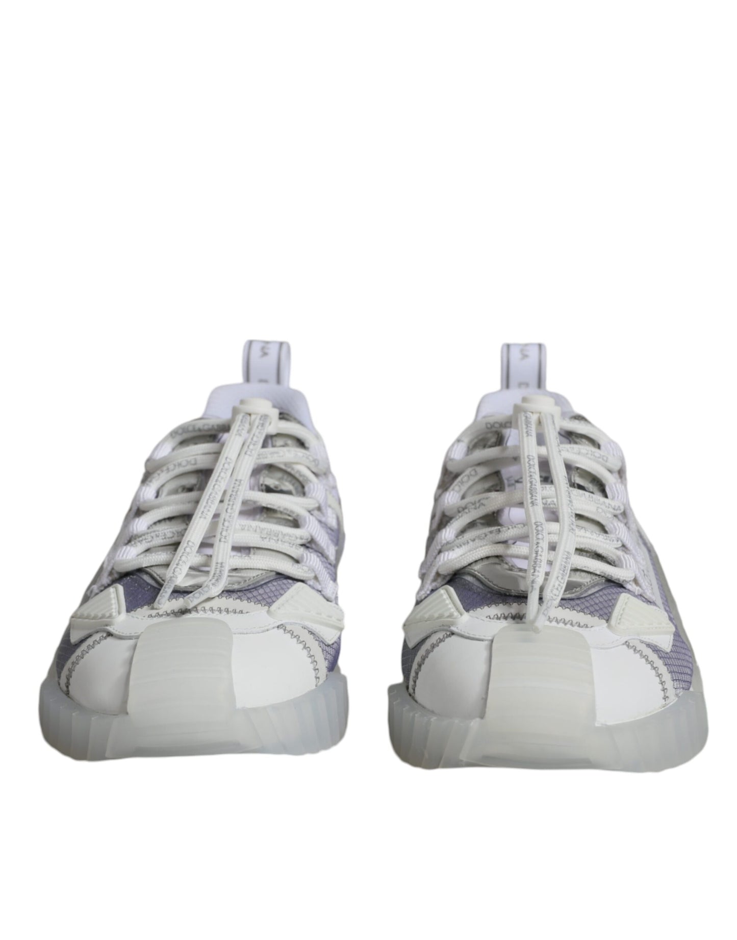 Dolce &amp; Gabbana White Silver Low Top NS1 Sneakers