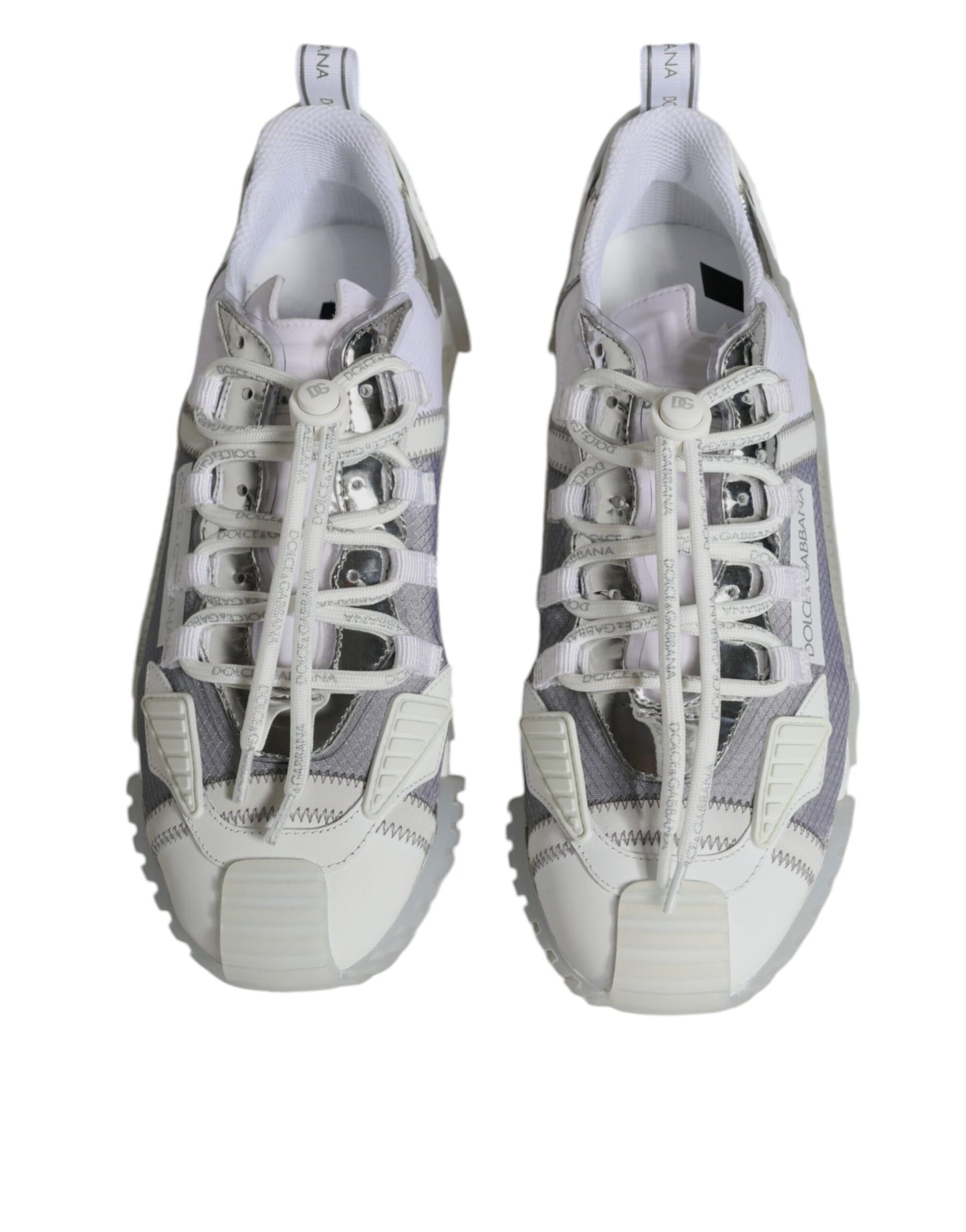 Dolce &amp; Gabbana White Silver Low Top NS1 Sneakers