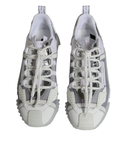 Dolce &amp; Gabbana White Silver Low Top NS1 Sneakers