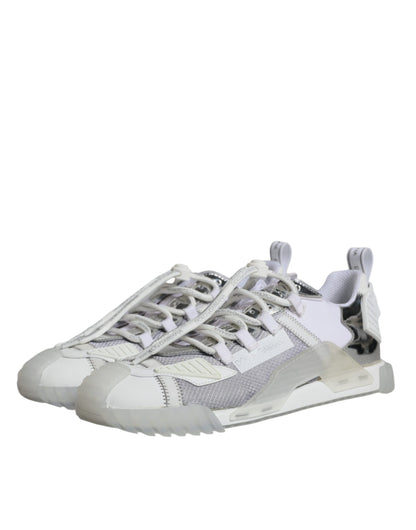 Dolce &amp; Gabbana White Silver Low Top NS1 Sneakers