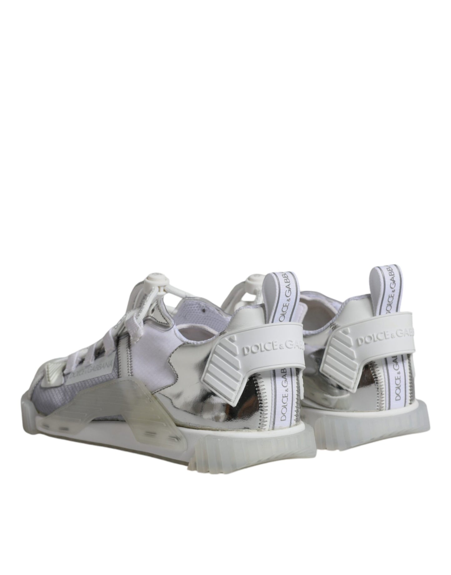 Dolce &amp; Gabbana White Silver Low Top NS1 Sneakers