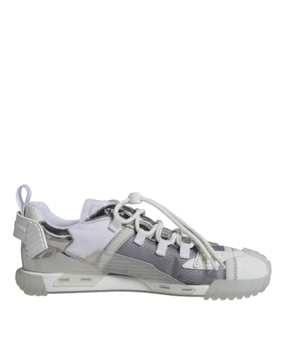 Dolce &amp; Gabbana White Silver Low Top NS1 Sneakers