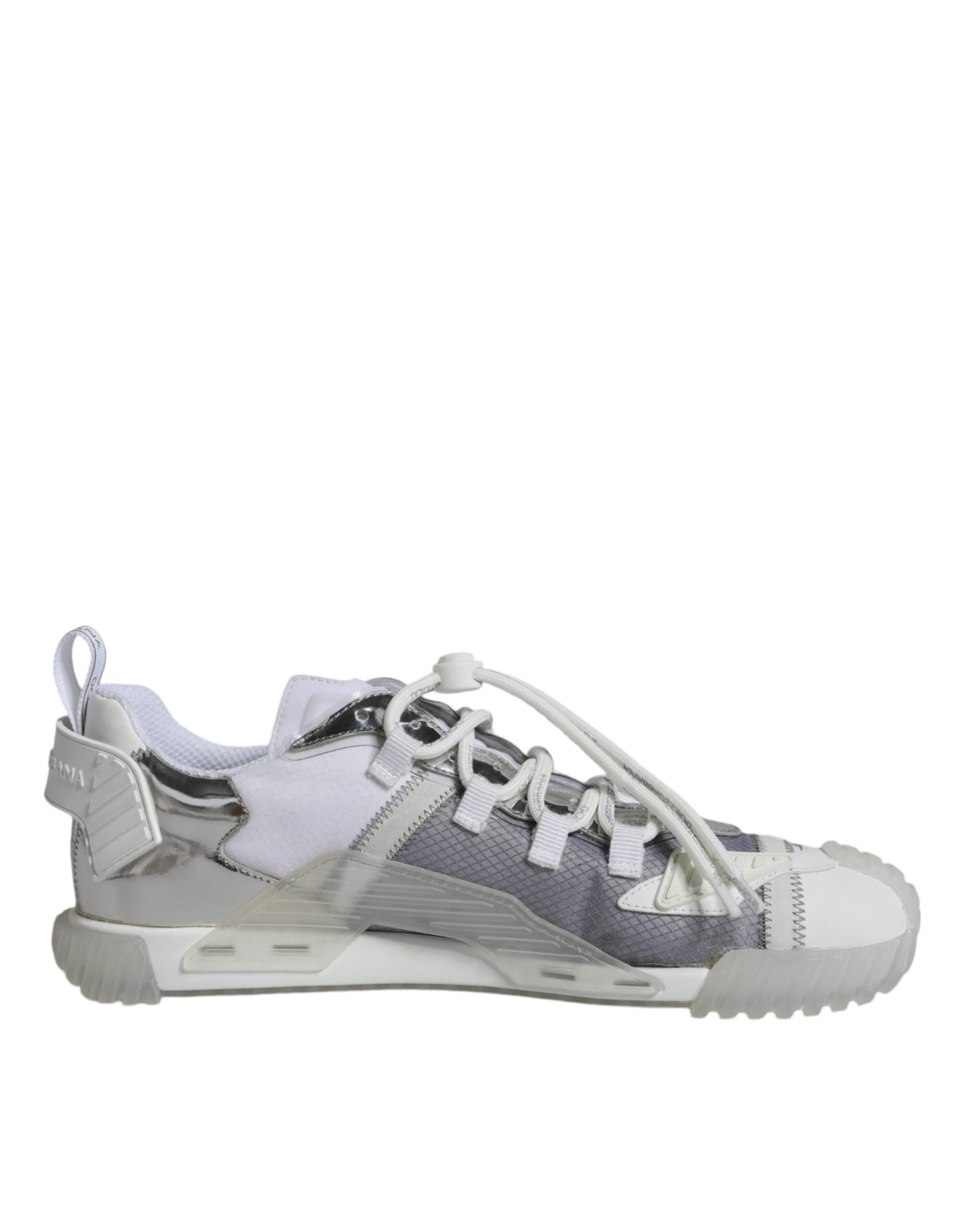 Dolce &amp; Gabbana White Silver Low Top NS1 Sneakers