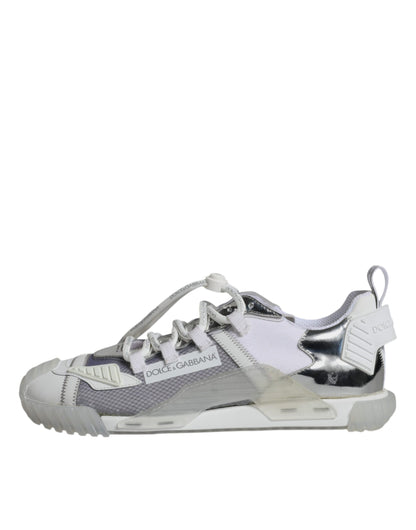 Dolce &amp; Gabbana White Silver Low Top NS1 Sneakers
