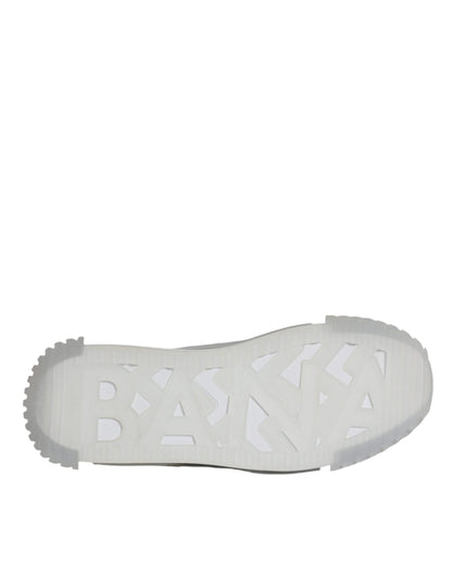 Dolce &amp; Gabbana White Silver Low Top NS1 Sneakers