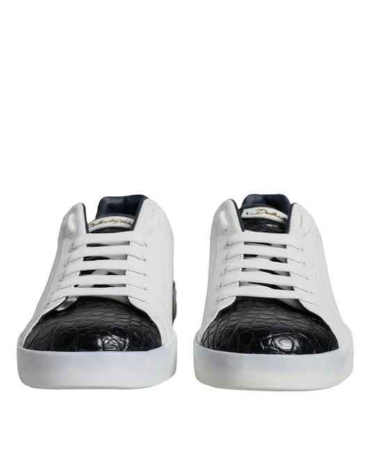 Dolce &amp; Gabbana White Leather Logo Portofino Sneakers