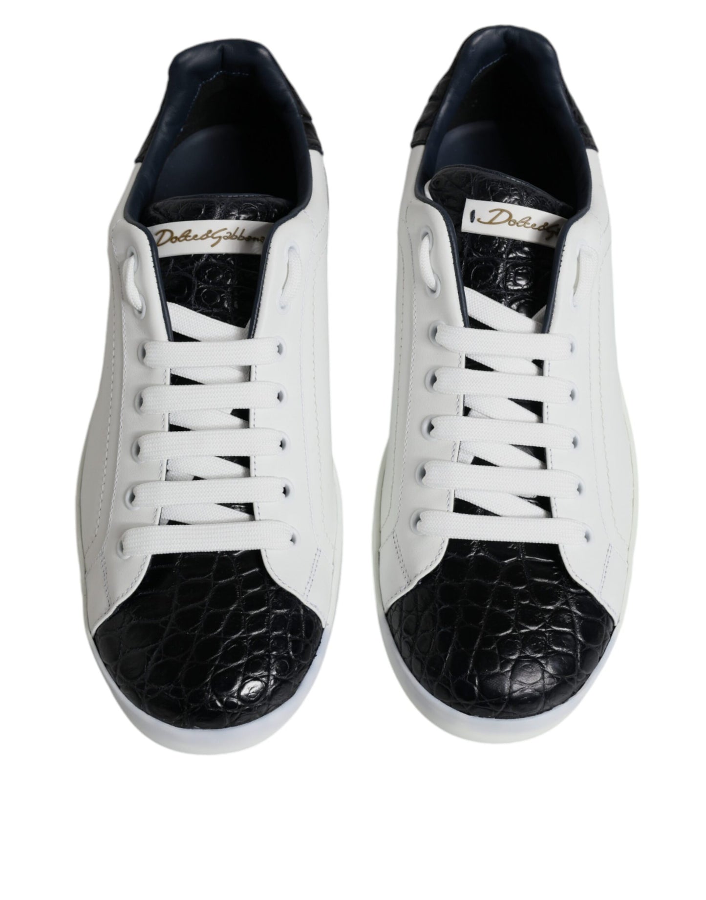 Dolce &amp; Gabbana White Leather Logo Portofino Sneakers