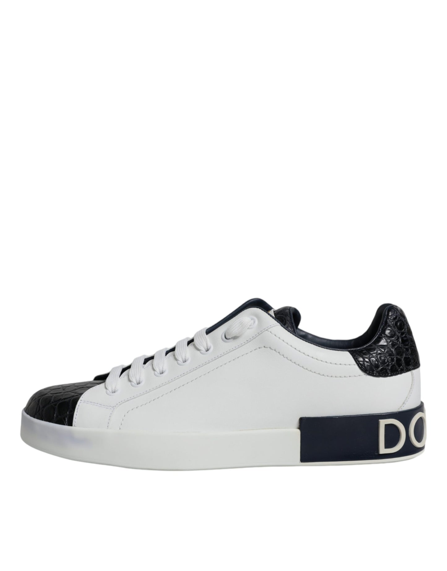Dolce &amp; Gabbana White Leather Logo Portofino Sneakers