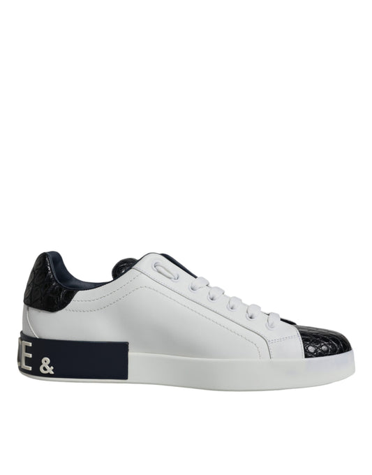 Dolce &amp; Gabbana White Leather Logo Portofino Sneakers