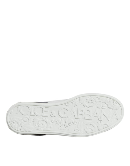 Dolce &amp; Gabbana White Leather Logo Portofino Sneakers