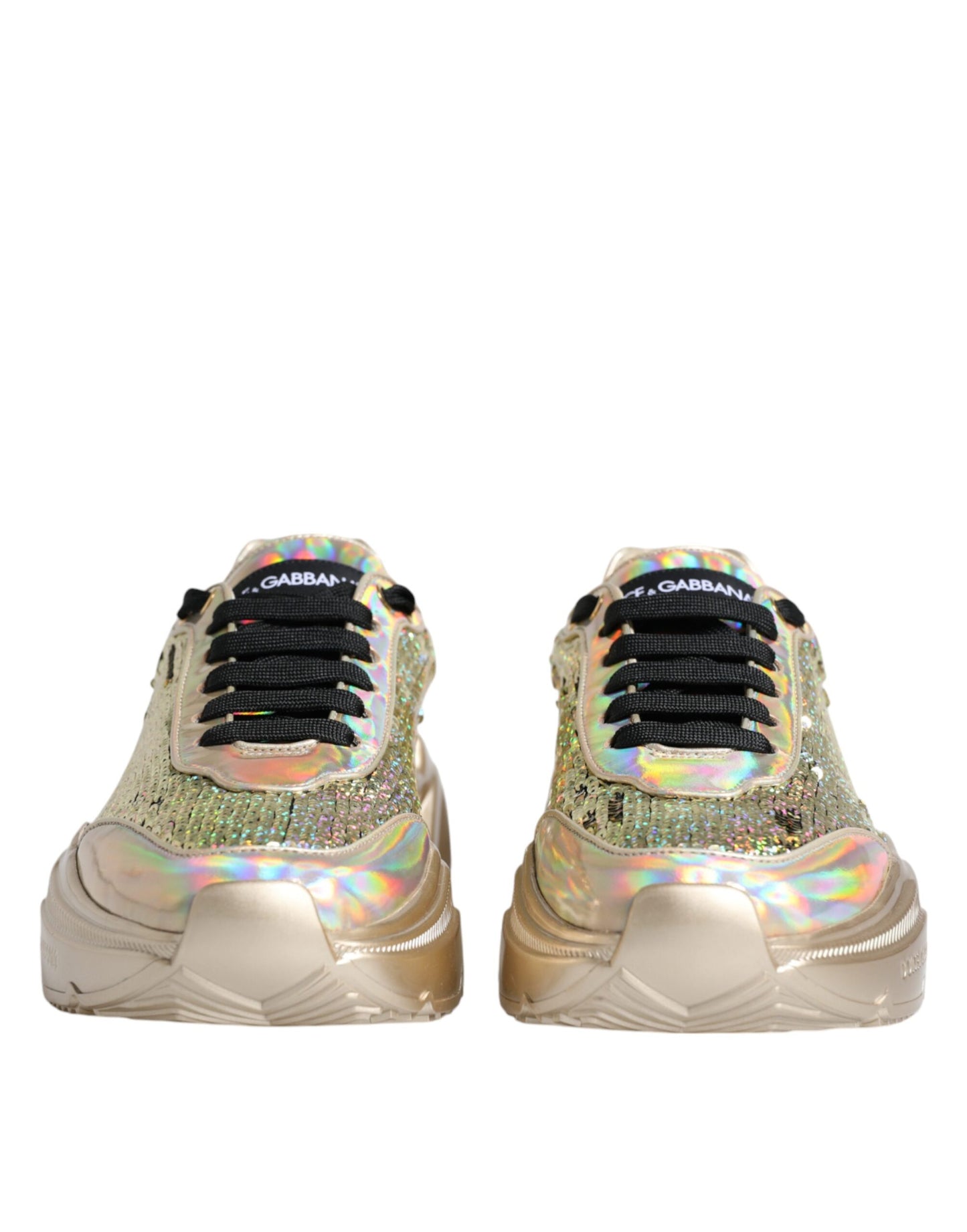 Dolce &amp; Gabbana Gold Sequined Iridescent Daymaster Sneakers