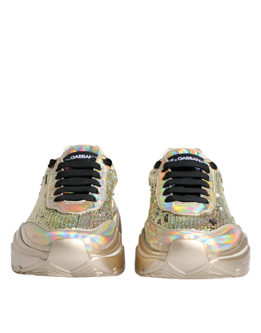 Dolce &amp; Gabbana Gold Sequined Iridescent Daymaster Sneakers