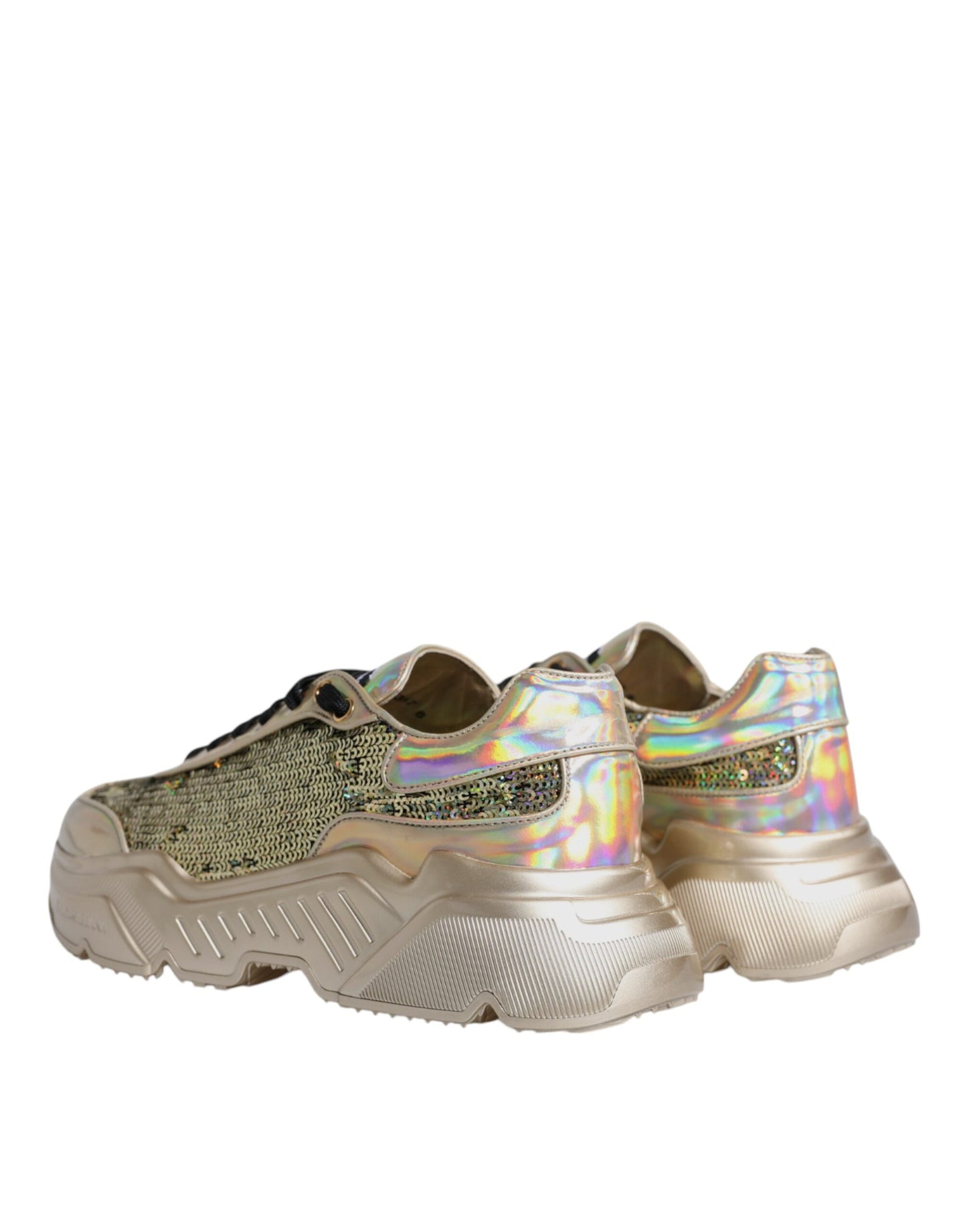Dolce &amp; Gabbana Gold Sequined Iridescent Daymaster Sneakers