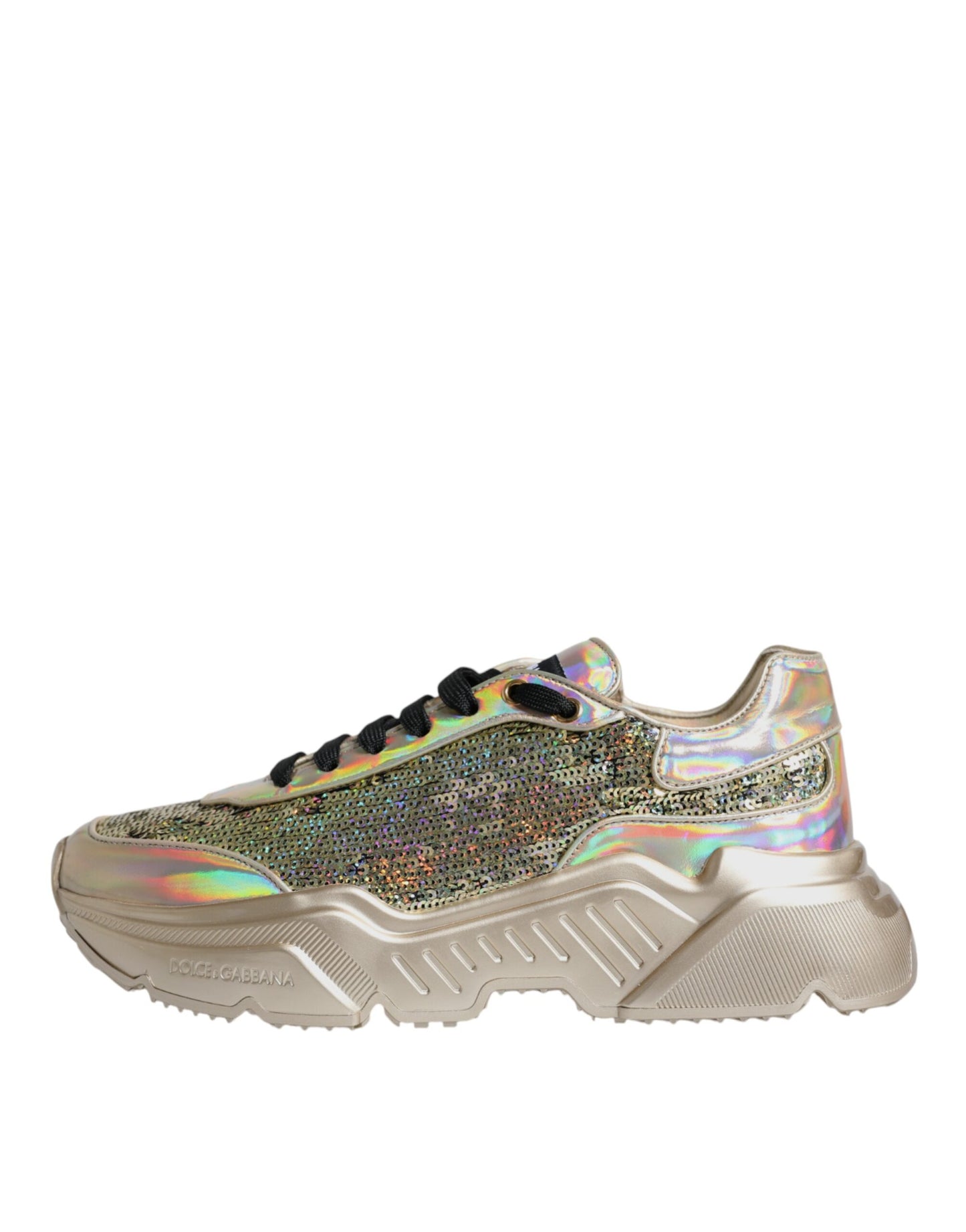 Dolce &amp; Gabbana Gold Sequined Iridescent Daymaster Sneakers