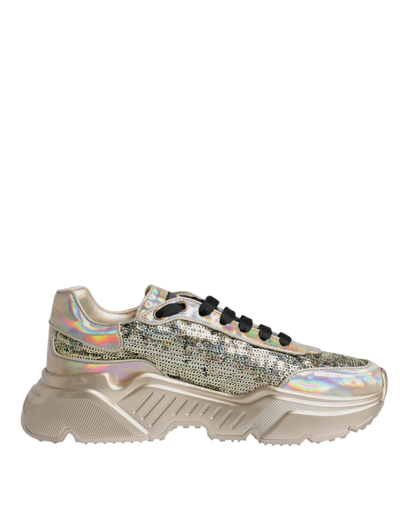 Dolce &amp; Gabbana Gold Sequined Iridescent Daymaster Sneakers